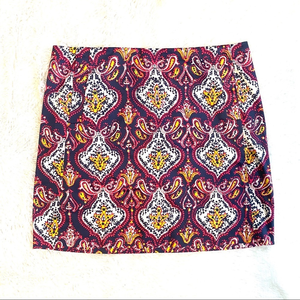 J. Crew Stretch Paisley Print Mini‎ Skirt - 2